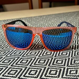 Lightweight pink and blue sunglasses